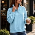thumbnail image 3 of Sweatshirt for Women Qiggri Women's Waffle Knit Stand Collar Sweatshirt Half Button Long Sleeve Loose Pullover Top With Pockets Lightweight Fall Top XXL, 3 of 6