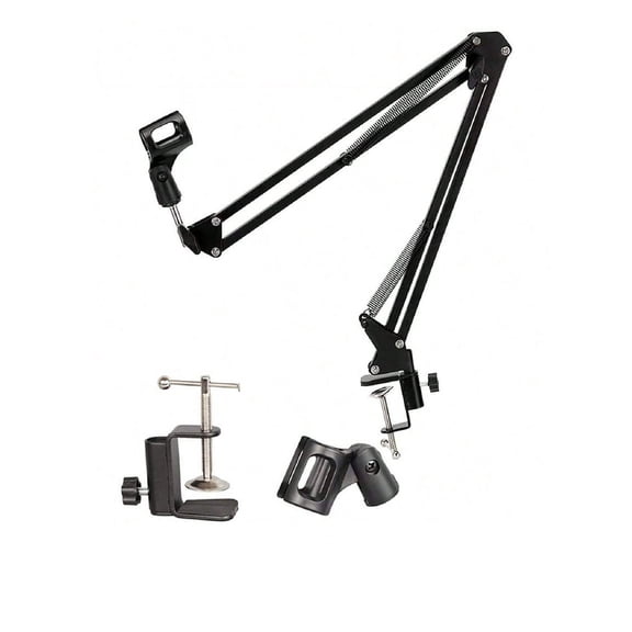 Boom Arm Microphone Mic Stand for Blue Yeti, HyperX QuadCast SoloCast, Snowball, Fifine and Other Microphones, Black