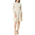 thumbnail image 6 of Allegra K Women's Printed Long Sleeves Keyhole Neck Ruffle Hem Midi Dresses, 6 of 7