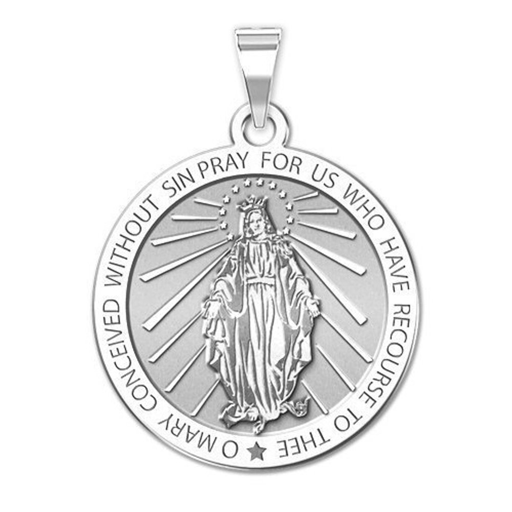 PicturesOnGold.com - Miraculous Medal - 3/4 Inch X 3/4 Inch - Solid 14K ...