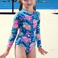 thumbnail image 4 of URMAGIC 2-12Y Little Girls Long Sleeve Zipper One Piece Swimsuit Toddler Floral Baching Suit, 4 of 4