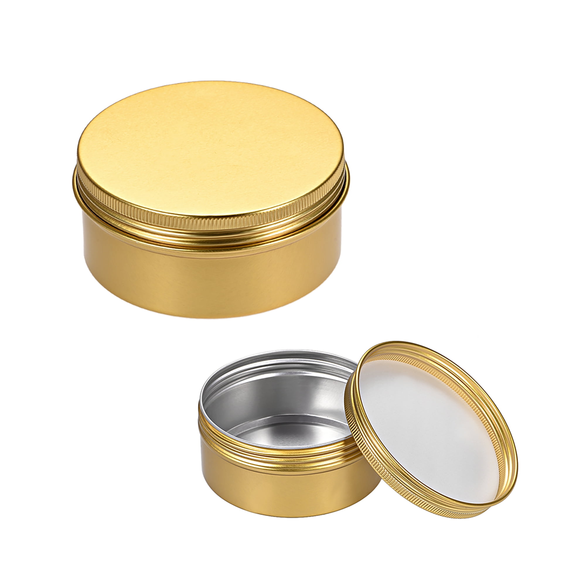 Uxcell 5oz 150ml Screw Top Lid Round Aluminum Cans Tin Containers Gold