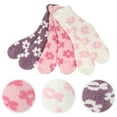 thumbnail image 3 of Socks Winter Slipper Cozy Fleece Warm Fluffy Plush Flower Fuzzy Stocking Home Boot Cute Sock Non Floor Women Sleeping, 3 of 8