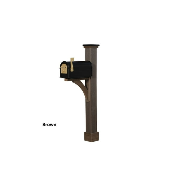 Royal Crowne Sante Fe Poly-Woodgrain Mailbox Post - N/A Brown