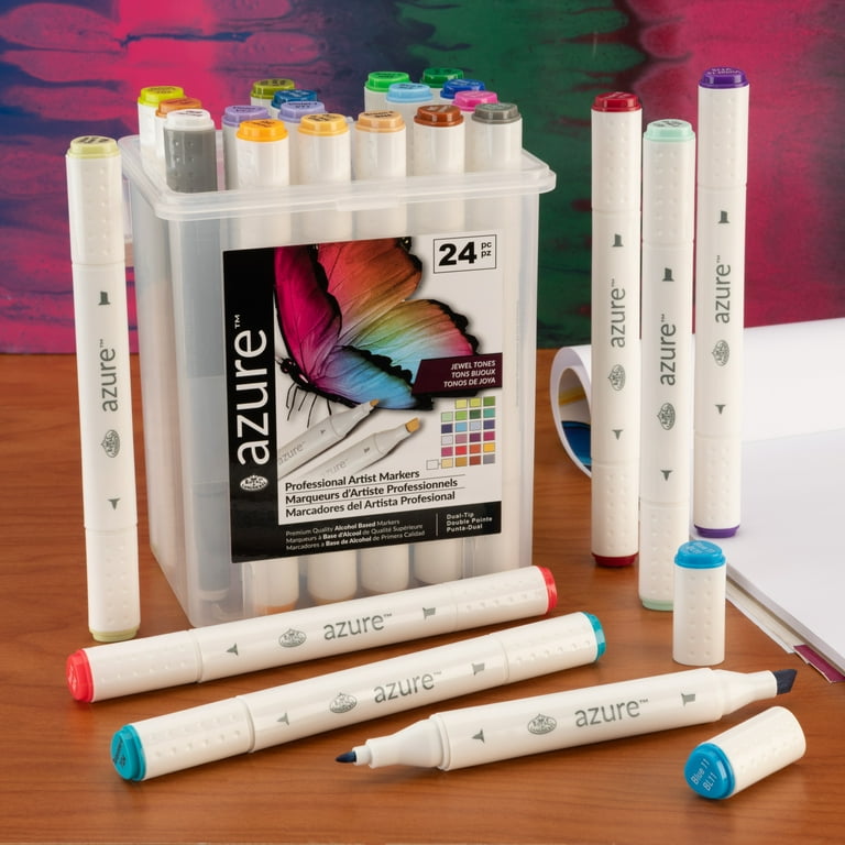 Royal & Langnickel Azure 24-Color, Jewel Tones, Dual Tip Alcohol