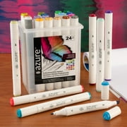 Royal & Langnickel Azure Alcohol Markers, with Case, Fine and Broad Chisel, Jewel Tone, 24 Count