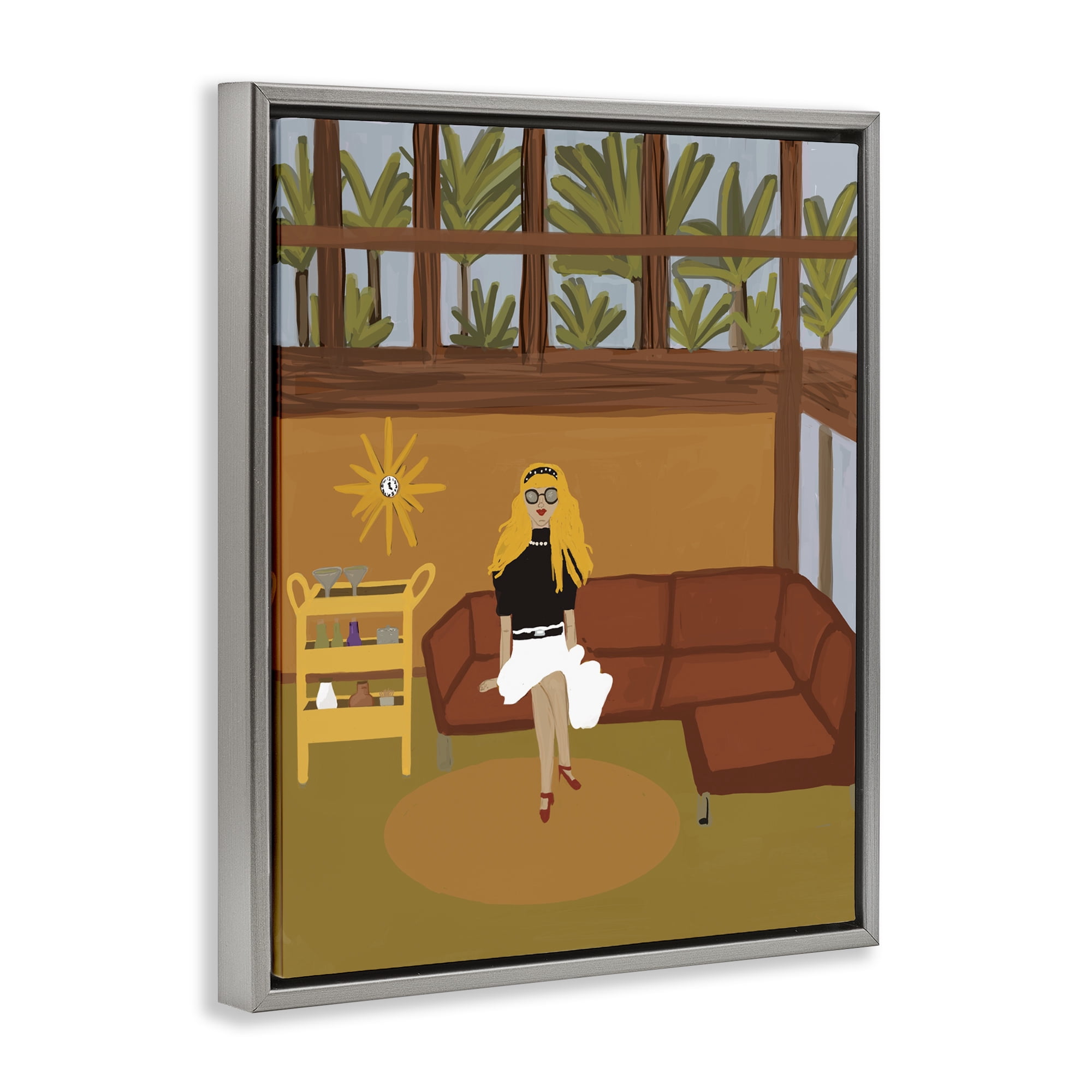 Stupell Industries Living The Girl Life Gray Framed Floater Canvas Wall Art, design by Kristal Clifford
