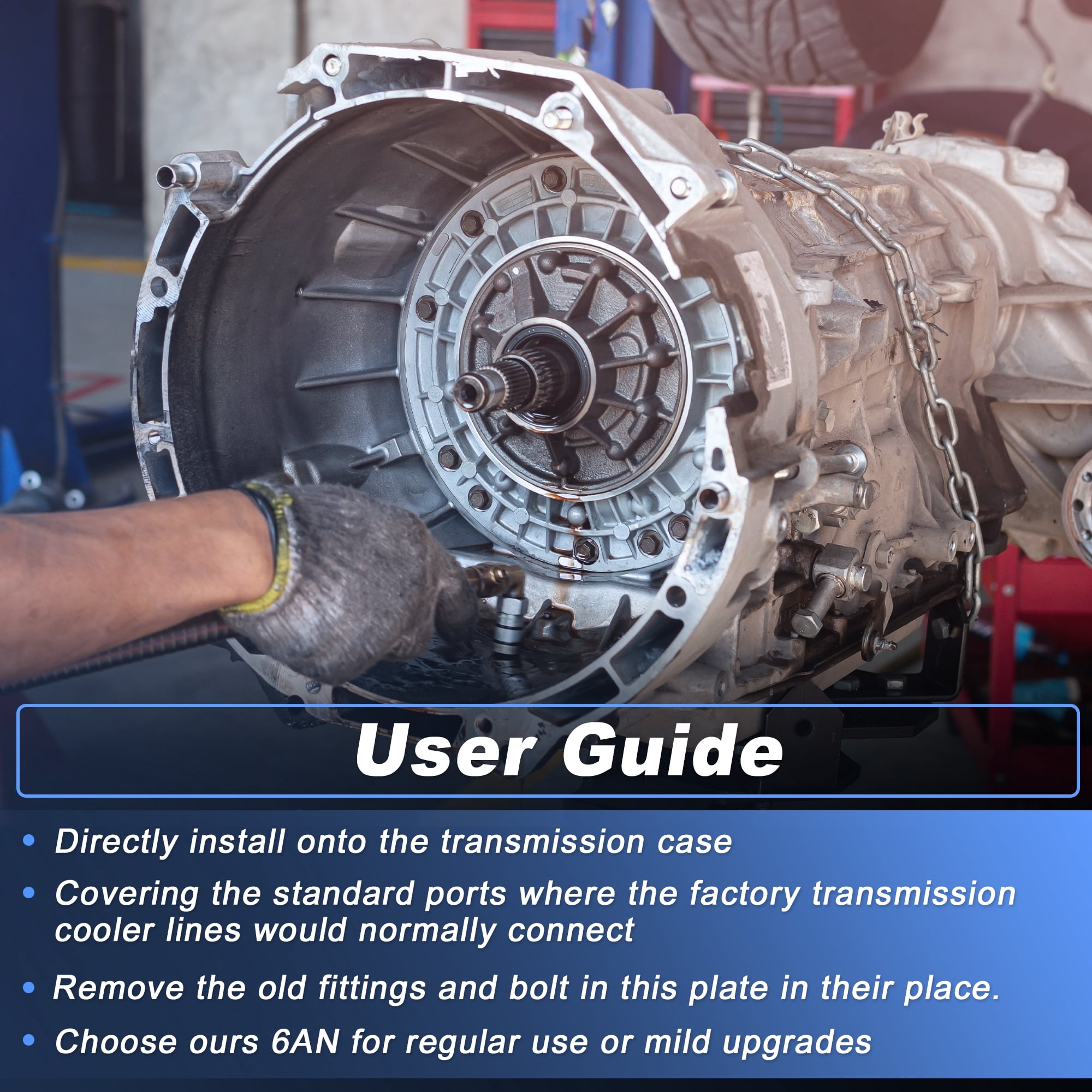 Unique Bargains 6AN Transmission Cooler Line Adapter Plate for 6L80E 6L90E 8L90E