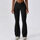 thumbnail image 1 of Pantalones de Yoga con cintura cruzada para mujer, mallas acampanadas de pierna ancha elásticas de algodón para entrenamiento físico, mallas deportivas para gimnasio, 1 of 5