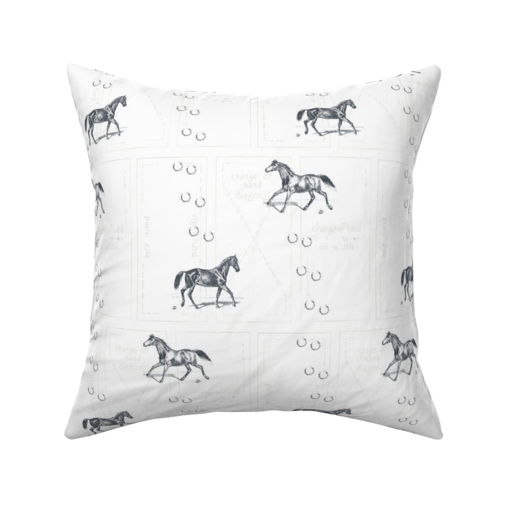 Horse Dressage Linen Square Pillow Cushion Cover. 