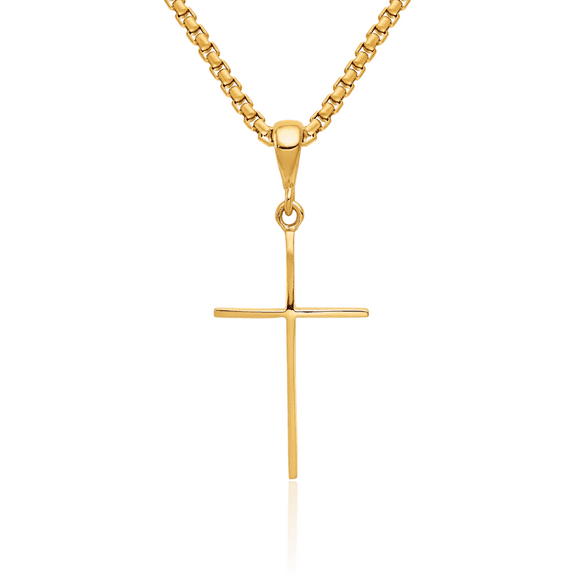 14K Solid Yellow Gold Latin Mexican Holy Cross Necklace Religious Chain Pendant Jesus Christ Charm