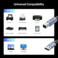 thumbnail image 3 of BENFEI USB Printer Cable, 6.6FT/2 Meter USB A to USB B Cable for HP, Canon, Brother, Dell, Epson, Lexmark, Xerox, Grey, 3 of 8