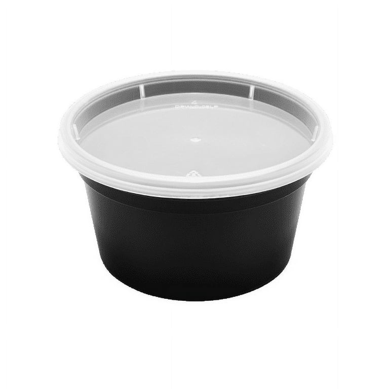 Karat 32 oz Black PP Injection Molded Round Deli Containers with Lids - 240 Sets