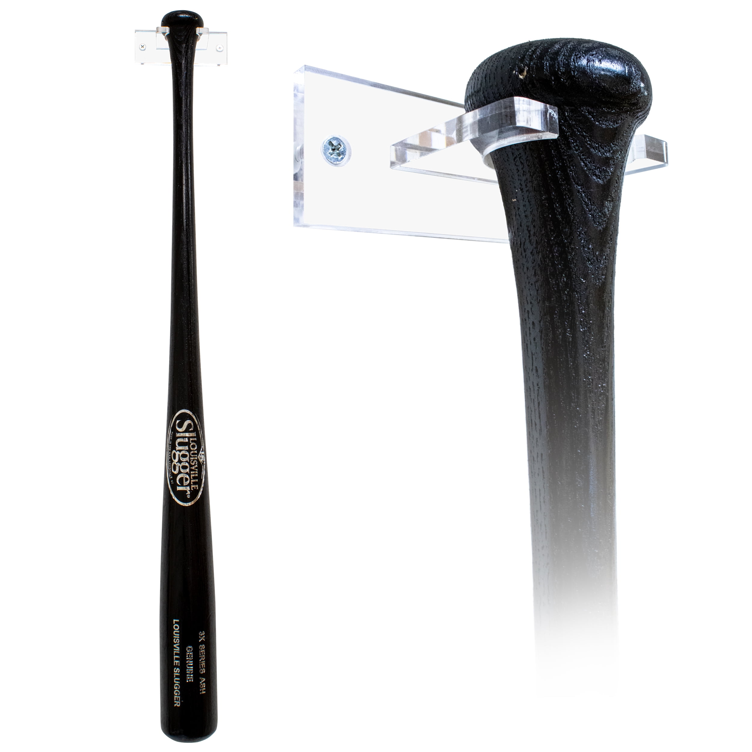 Deluxe Clear Acrylic Vertical Standard Single Baseball Bat Wall Mount