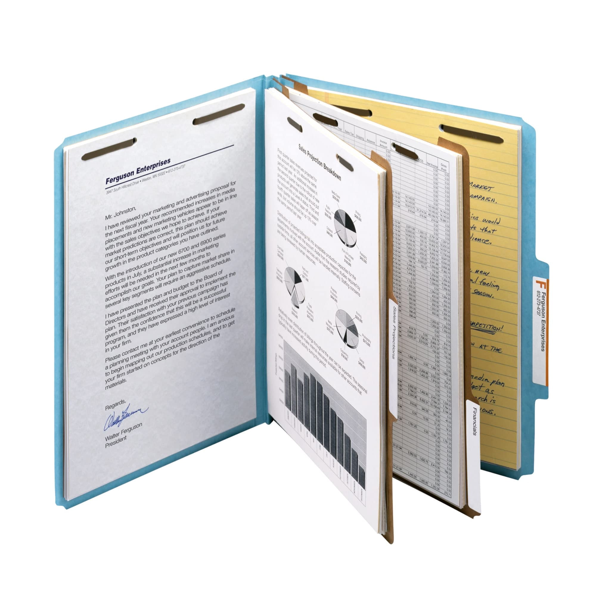 Smead® Pressboard Classification Folders, 2 Dividers, Letter Size, 100% Recycled, Blue, Box Of 10