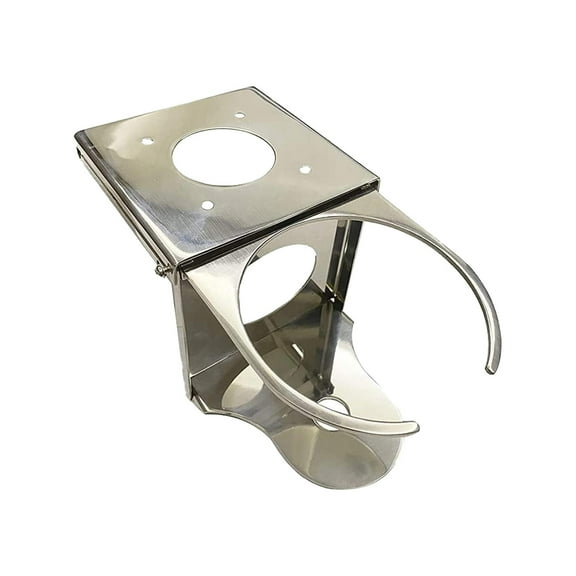 MARINE CITY Adjustable Folding Drink Cup Holder, 304 Grade Stainless Steel, Corrosion-Resistant, 4.37 Inch W, 4.45 Inch L x 0.63 Inch H, Space-Saving Design, Ideal for Boats, RVs, and Cars Pack of 1