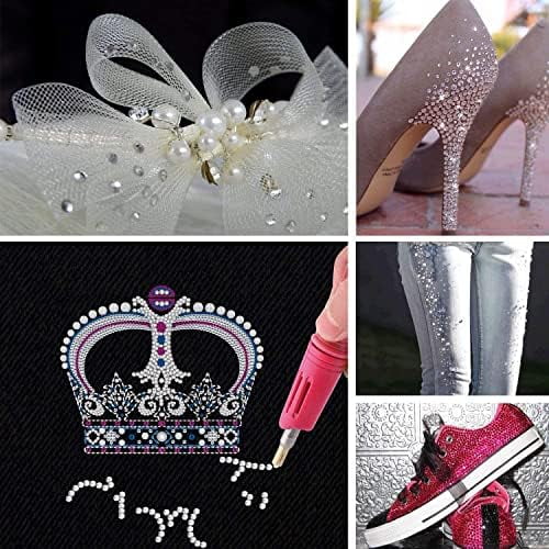 Bedazzler Kit with Rhinestones, Hot Fixed Gems Craft Applicator - Diamond Painting Pen, Wax Pencil, Tweezers, Tray, Cleaning Brush, Picker Rhinestones Crystals for DIY Clothes Shoes
