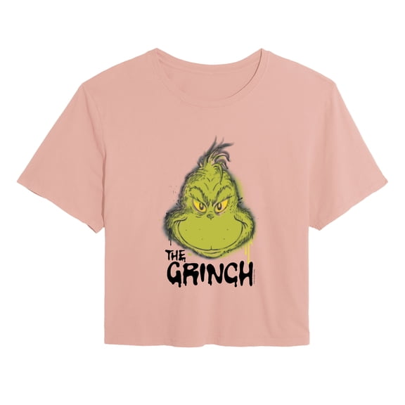 The Grinch - Spray Paint - Juniors Cropped Graphic T-Shirt