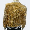 thumbnail image 5 of Women's Jackets Sequin Baseball Jacket Long Sleeve Front Zip Bomber Blazer Glitter Lightweight Outwears, 5 of 5