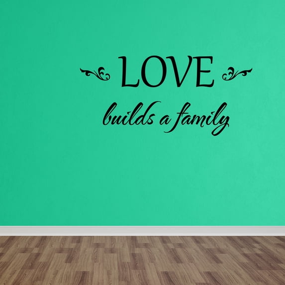 Wall Decal Quote Love Builds A Family Vinyl Decal Words Living Room Decor DP96