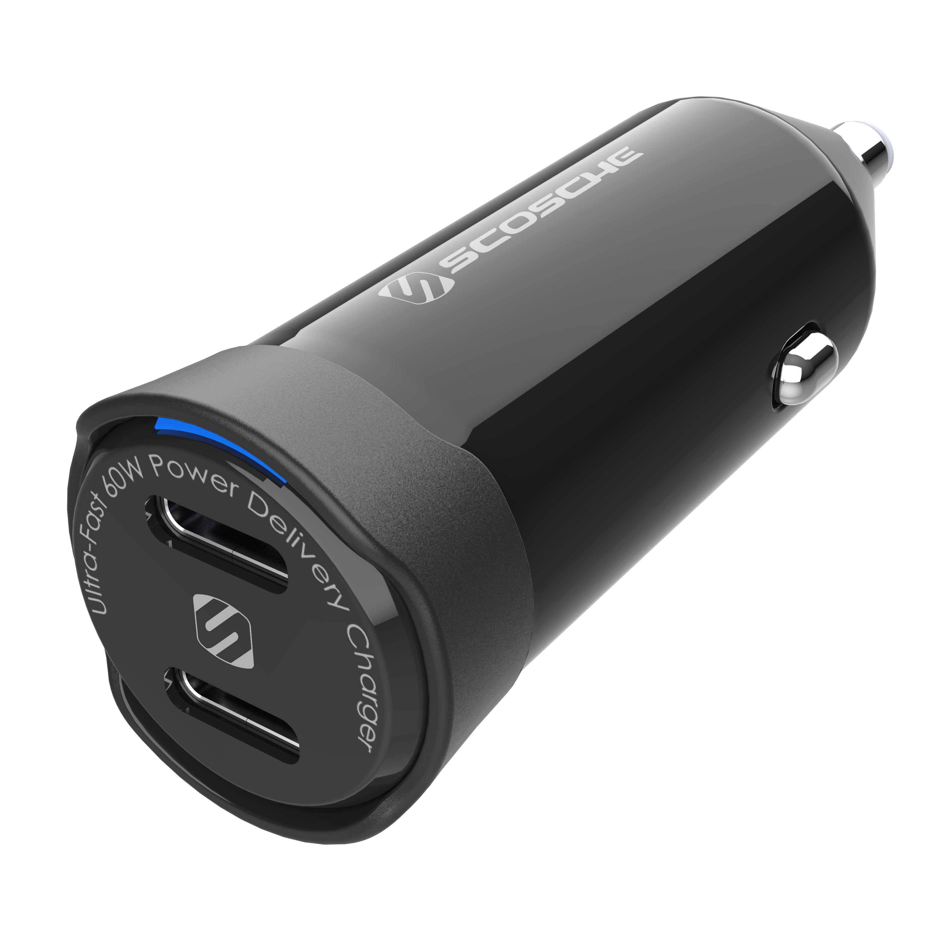 Scosche CPDCC60-RP PowerVolt 60W Certified Dual USB-C Fast Car Charger Power Delivery 3.0