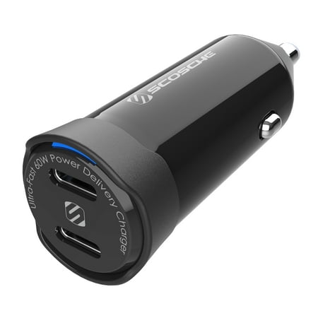 Scosche CPDCC60-RP PowerVolt 60W Certified Dual USB-C Fast Car Charger Power Delivery 3.0