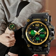 SKMEI Mens Digital Sports Watch, Large Face Military Waterproof Watches for Men with Stopwatch Alarm LED Back Light Sports Watch,Gold