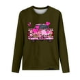 thumbnail image 3 of CLOISE Breast Cancer Shirts Women Long Sleeve Crewneck Shirts Ribbon Oversized Breast Cancer Support Tops Cute Comfy Tshirts Cancer Awareness Outfits Army Green XL, 3 of 4