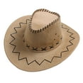 thumbnail image 6 of Windfall Men's Women's Fashion Cowboy Cap Solid Color Wide Brim Hat for Fancy Dress Party, 6 of 6