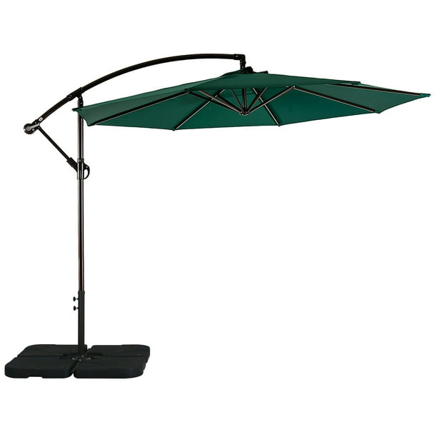 Westin Outdoor 10 Ft Cantilever Offset Umbrella With Base Weights Included For Patio Uv Weather Resistant Dark Green Com Westin Outdoor 10 Ft Cantilever Offset, Cantilever Patio Umbrella With Stand