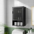 thumbnail image 2 of Bathroom Storage Cabinet Wall Mounted, Hanging Medicine Cabinet with Adjustable Shelf, Over The Toilet Space Saver Organizer, Black Bamboo Kitchen Cupboard, Single Door, 2 of 14