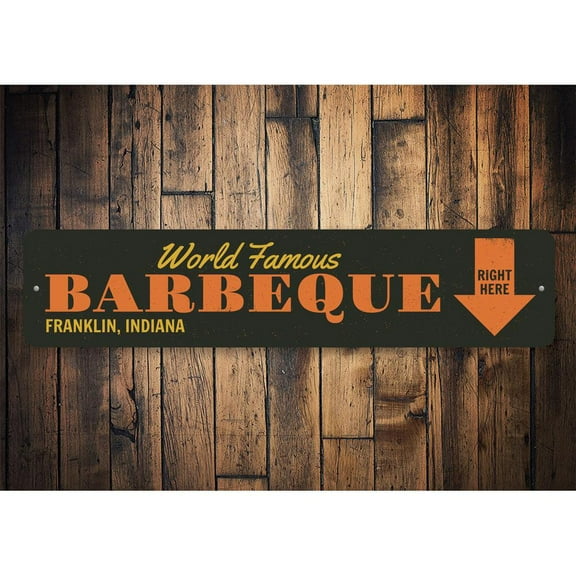 World Famous Barbecue Novelty Sign, Metal Wall Decor - 4x18 inches
