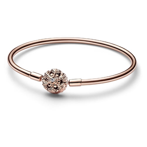 Pandora 14k Rose Gold-plated Bangle With Snowflake Clasp, 7.5 in, With Gift Box