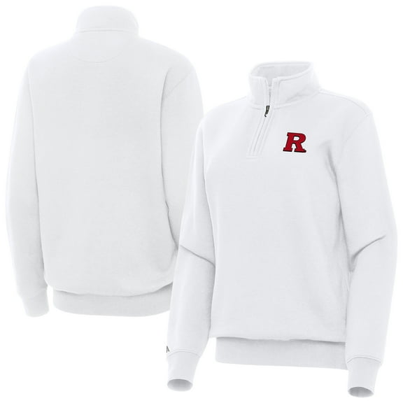 Women's Antigua White Rutgers Scarlet Knights Victory Quarter-Zip Sweatshirt