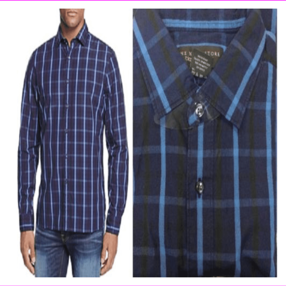 Bloomingdale's Men's Store Slim ButtonDown Shirt L/Blue Stone
