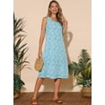thumbnail image 3 of DARING DIVA Sleeveless Crewneck Print Midi Tank Dress L Blue Green, 3 of 7