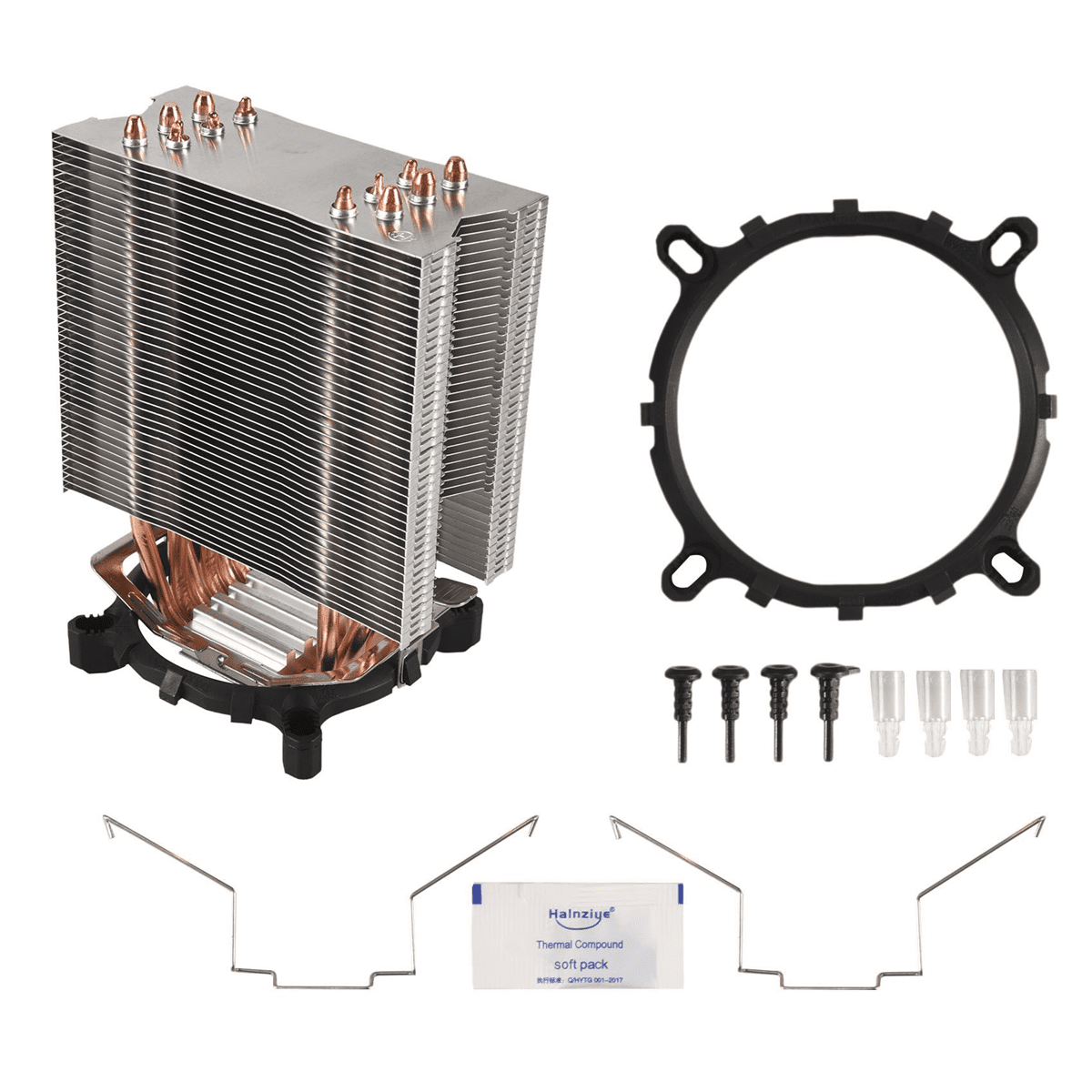 Fanless CPU Cooler 12Cm Fan 6 Copper Heatpipes Fanless Cooling Radiator for LGA 1150/1151/1155/1156/775 ,Black & Silver