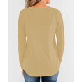 thumbnail image 4 of Women's Long Sleeve Casual Tops Button V Neck Solid Color Tunic Sweater Top Fall Winter Trendy Blouses Sweatershirt(X-Large,Yellow), 4 of 4
