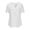 thumbnail image 5 of Lovskoo Summer Tops for Women 2024 Short Sleeve Solid Color Comfortable Casual Button Tops V Neck Pullover Blouse T-Shirt White L, 5 of 7