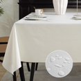 thumbnail image 1 of TRAHOO-Waterproof Vinyl Rectangle Tablecloth with Flannel Backing, Spillproof Stain Resistant Wipeable Pastic Table Cloth for Dining, Party and Outdoor Use (60" x 84", Off White), 1 of 4