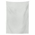 thumbnail image 2 of Grey Geometric Tablecloth, Simple Mosaic Tiling Checkered Pattern with Stripes and Squares, Rectangle Satin Table Cover Accent for Dining Room and Kitchen, 60" X 84", Pale Grey and White, by Ambesonne, 2 of 2