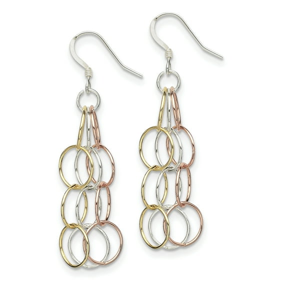 Primal Silver Sterling Silver Tri-colored Vermeil Dangle Earrings