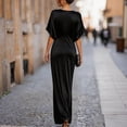 thumbnail image 4 of Karymi Summer Dresses for Women Satin Maxi Dress, Crew Neck Batwing Half Sleeve Loose Draped Flowy Floor Length Elegant Evening Formal Gown Summer Dresses for Women 2026, 4 of 5