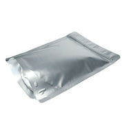50 Pcs Muka Heat Sealable Silver Foil Stand Up Pouch Bags, Mylar Zip Pouch Bags w/ Notch-5.5 x 7.5 x 3 inch/4 oz