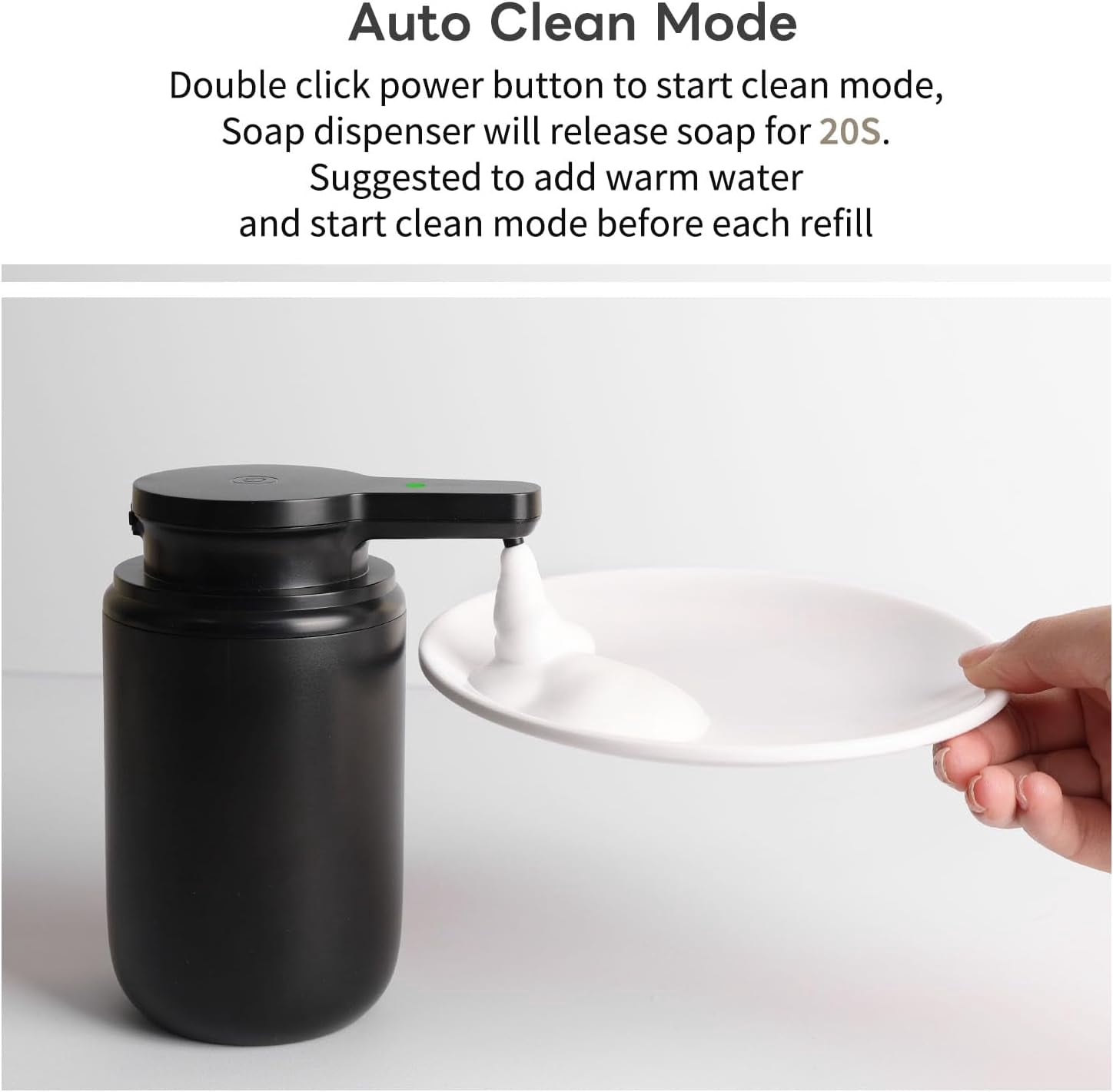 Lococo Automatic Foaming Soap Dispenser, Rechargeable Touchless Foam Hand Soap Dispenser for Bathroom, Soap Pump for Kitchen, Water-Resistant, Xmas Gift 10oz, Black