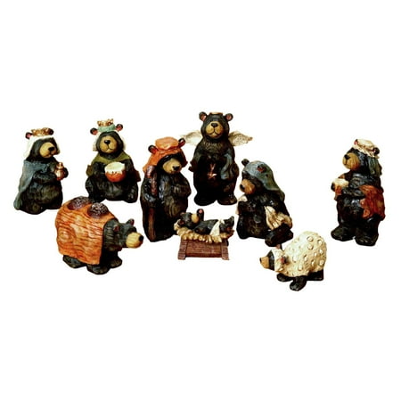Kurt Adler 4-Inch Resin Nativity Bear Set of 9 Pieces