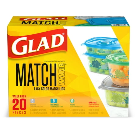 Glad Food Storage Containers - MatchWare Variety Pack - 10 Containers - 20 Piece
