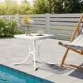 thumbnail image 3 of Ktaxon 18" Square Outdoor Side Table with Tempered Glass Top, Ripple-patterned Courtyard Glass Table, White, 3 of 8
