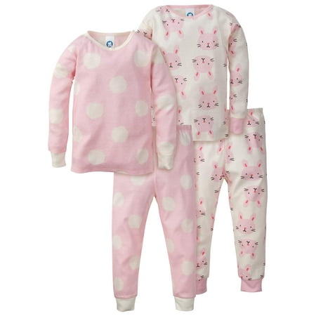 Gerber Organic cotton mix n match pajamas, 4pc set (baby girls & toddler (Best Gift Ever Baby Pajamas)