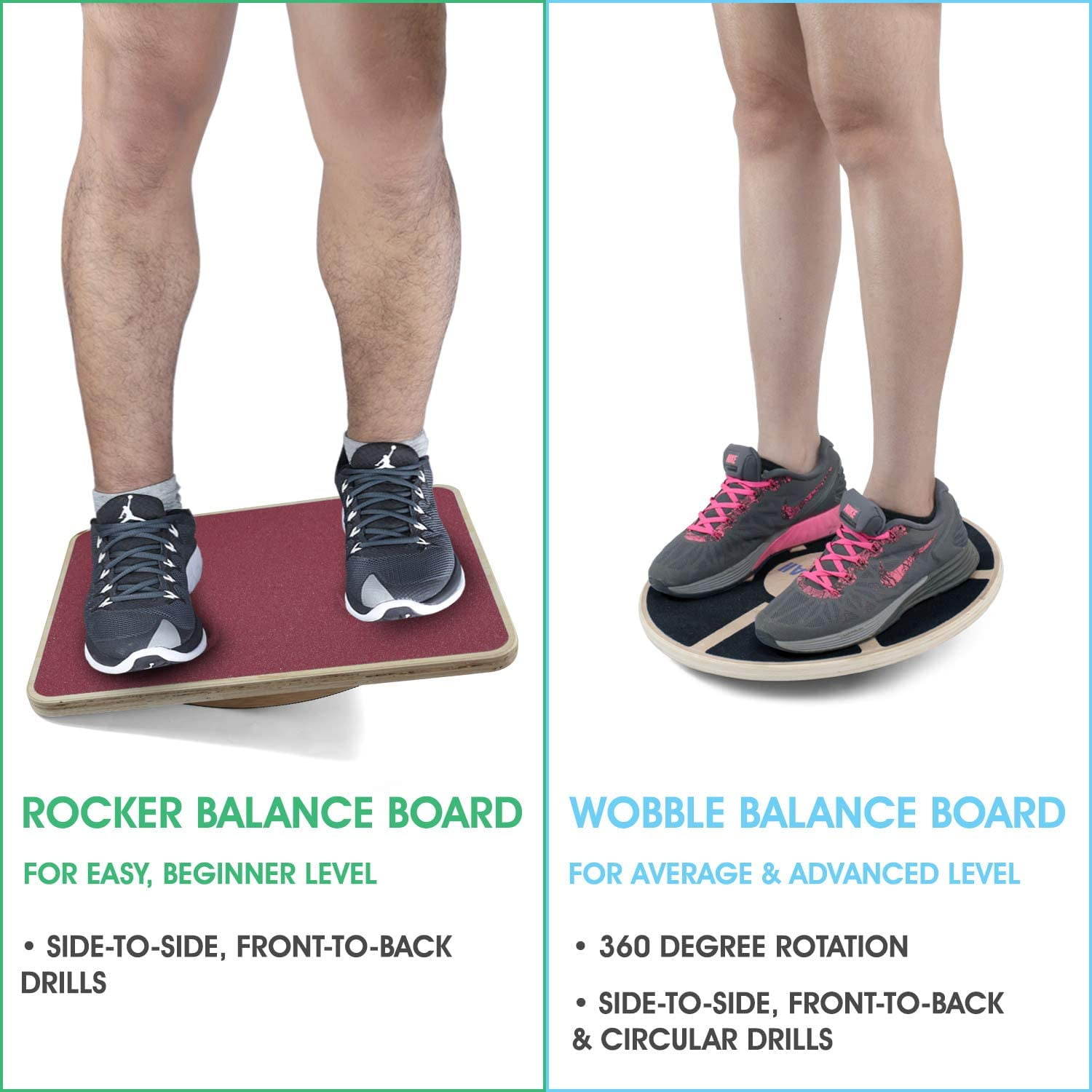 Yes4All Rocker Wooden Balance Board for Standing Desk & Rehabilitation Exercises, support 350lbs - Red